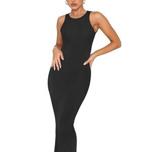 REORIA Women's Basic Summer Sexy Lounge Tank Long Dress Elegant Sleeveless Halte